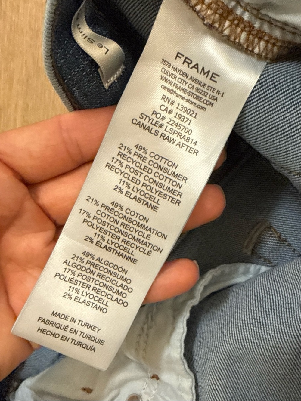 Frame Le Slim Palazzo Jeans Womens 30 Blue Denim Raw Hem - Canals Raw After - Picture 9 of 16